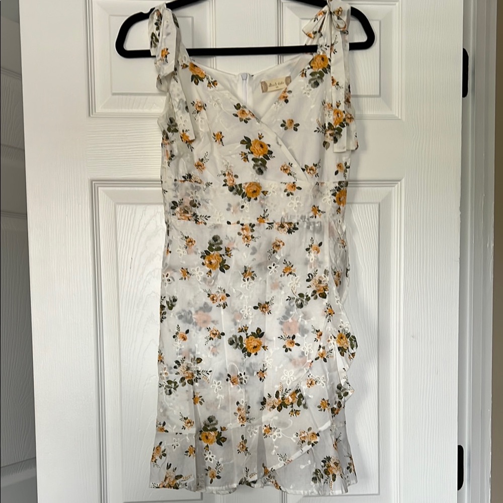 Altar'd State White and Yellow Mini Dress